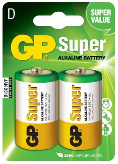 GP Alkalické baterie GP Super (D), 2 ks