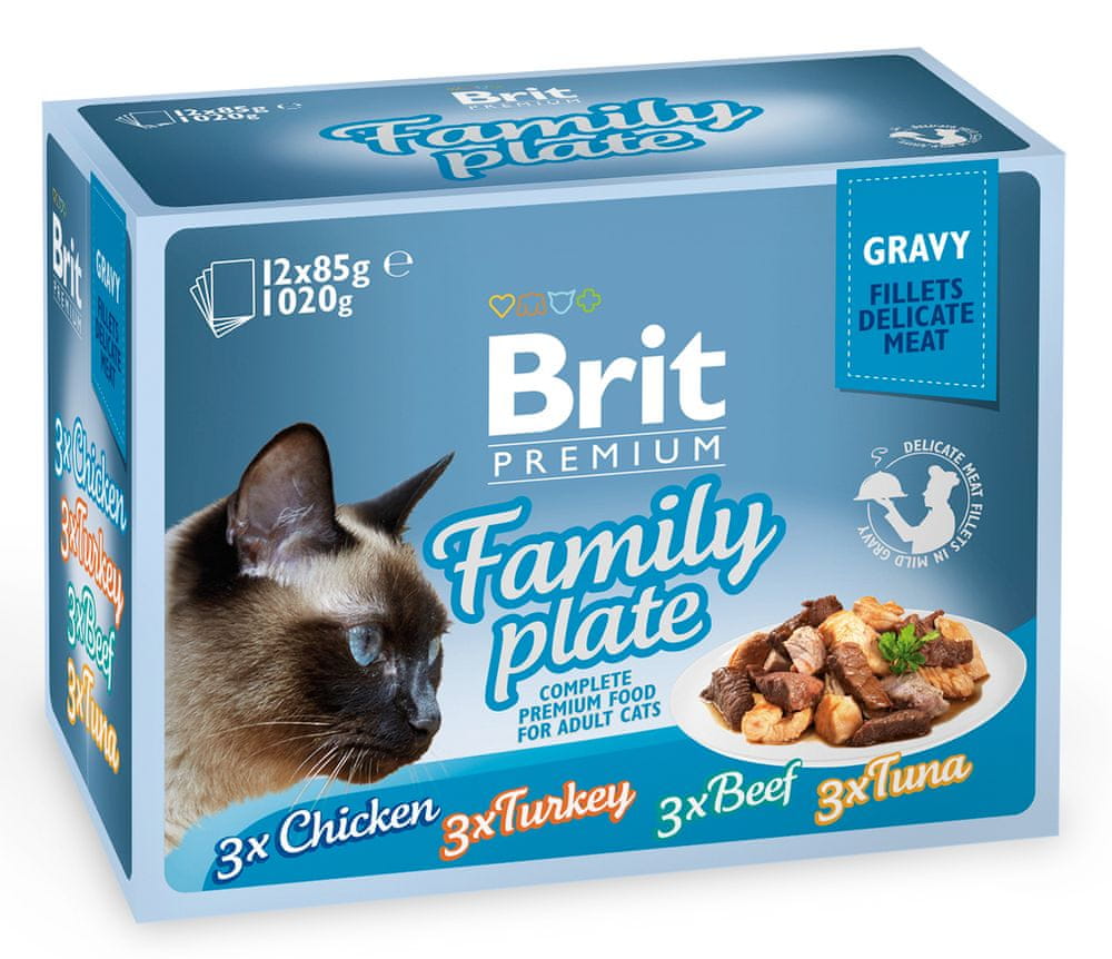 Levně Brit Premium Cat Delicate Fillets in Gravy Family Plate 12 x 85g