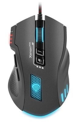 Herní myš Genesis Xenon 200, vysoká citlivost, optický senzor, barevné LED podsvícení, makra, programovatelná tlačítka