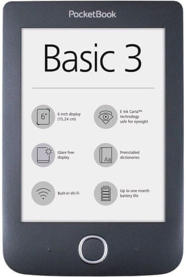 PocketBook 614+ Basic 3, černý
