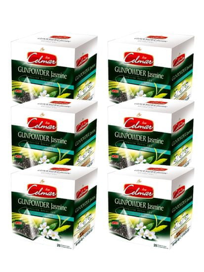 Celmar Gunpowder Jasmine zelený čaj, 20 pyramidových sáčků. 6 balení