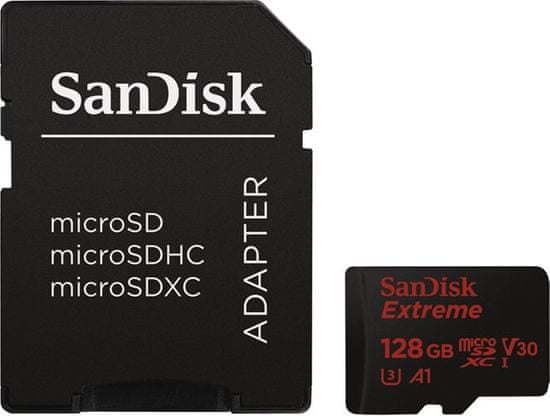 SanDisk microSDXC 128 GB UHS-I V30 A1 Extreme 100MB/s + adaptér (SDSQXAF-128G-GN6AA)