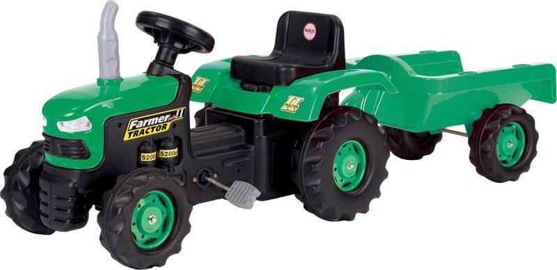 DOLU Dětský traktor šlapací s vlečkou - zelený - zánovní