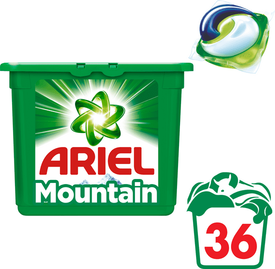 Ariel Mountain Spring 3v1 gelové kapsle na praní 36 ks