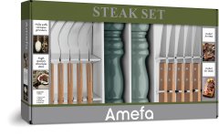 Amefa Sada 6 steakových příborů a 2 mlýnky na sůl a pepř