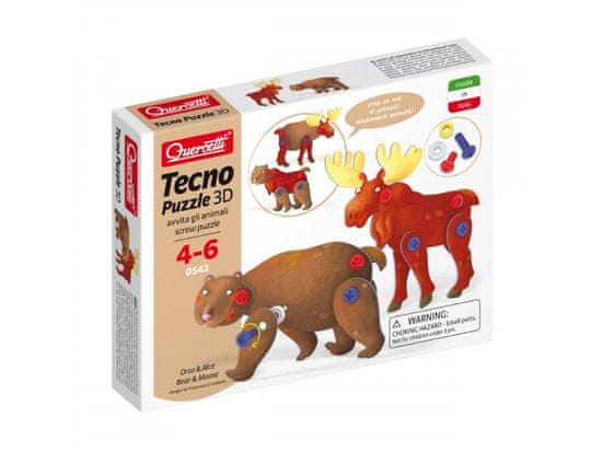 Quercetti Tecno Puzzle 3D medvěd a los