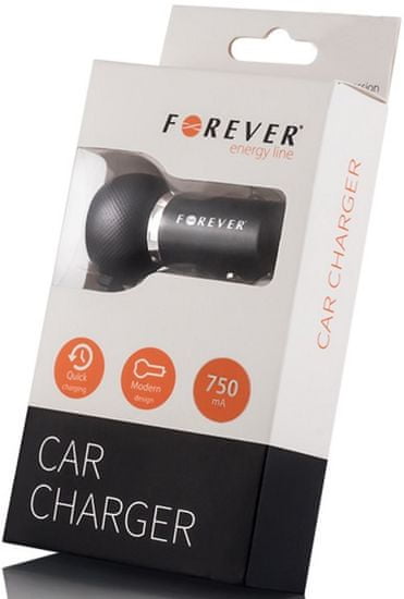 Forever Nabíječka do auta Forever, 750 mA, Micro-USB, 1,5 m, černá