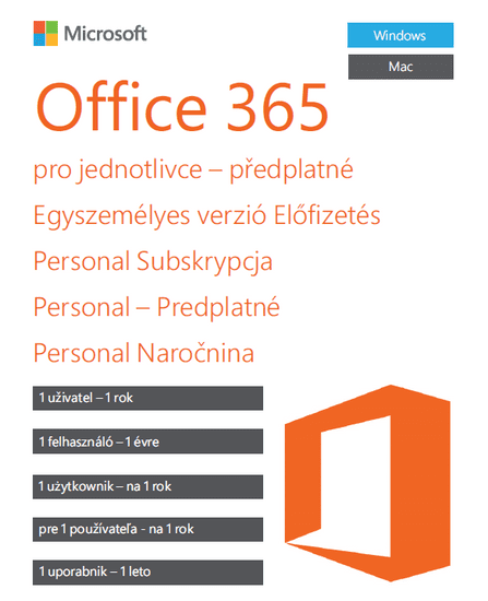 Microsoft Office 365 pro jednotlivce - 1 rok - bez média
