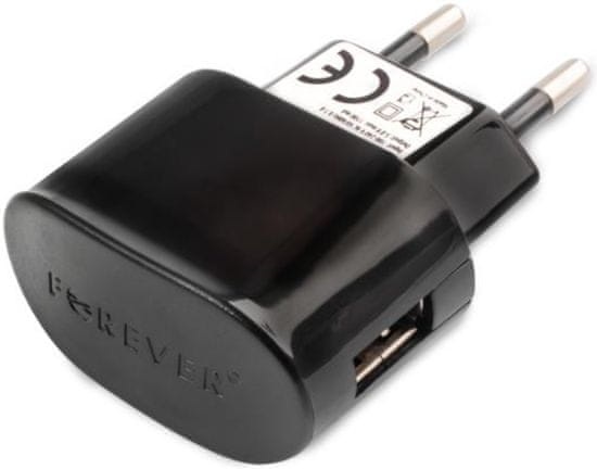 Forever Cestovní nabíječka Forever, Micro-USB, 1 000 mA, s oddělitelným kabelem, černá