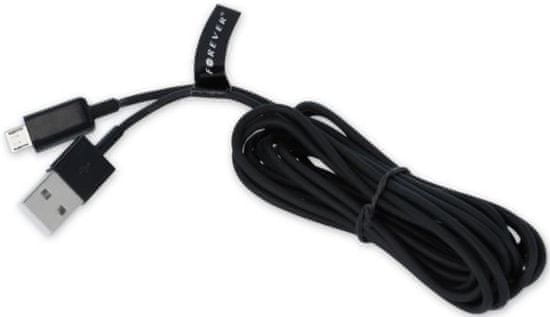 Forever Datový kabel, Micro-USB, 3 m, bulk, černá