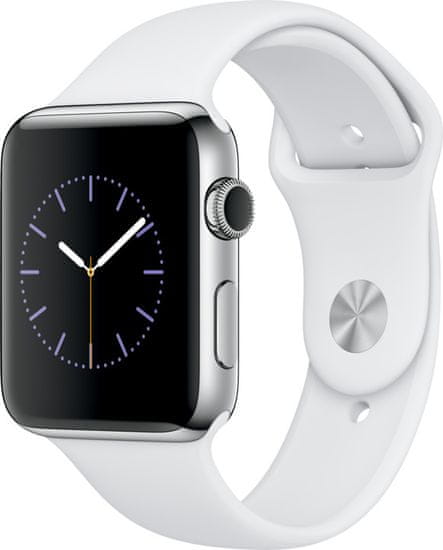 Apple Watch Series 2, 42mm Stainless Steel Case with White Sport Band