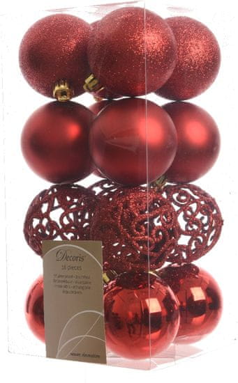 Kaemingk vánoční ozdoby mix druhu 16 ks červená