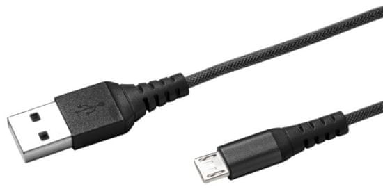 Celly Datový USB kabel, microUSB, nylonový obal, 1 m, černá