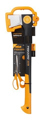 Fiskars Sekera štípací X17 + nůžky univerzální