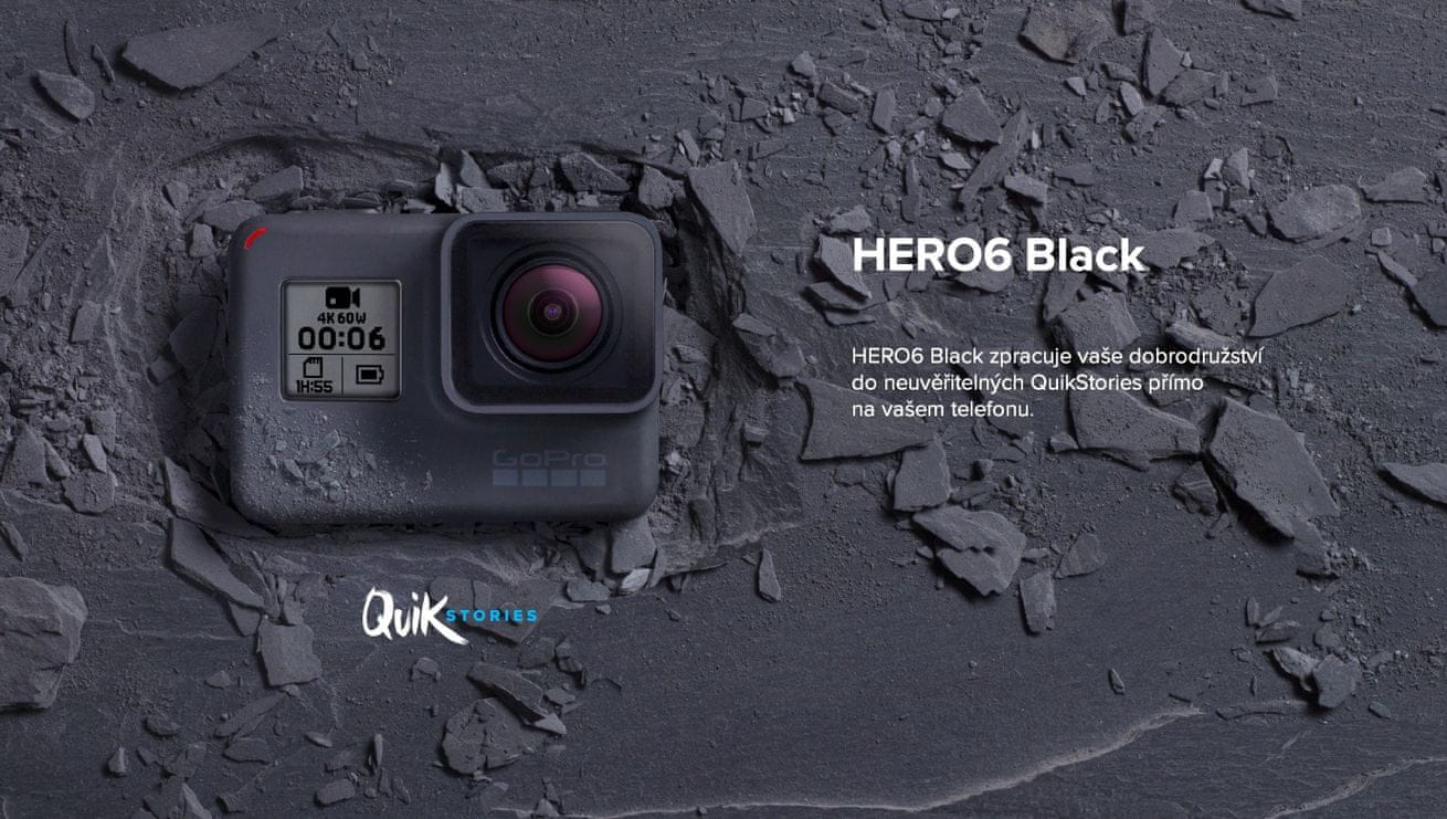 GoPro HERO6 Quik Stories zpracuje vaše dobrodružství do neuvěřitelných videí přímo na vašem telefonu