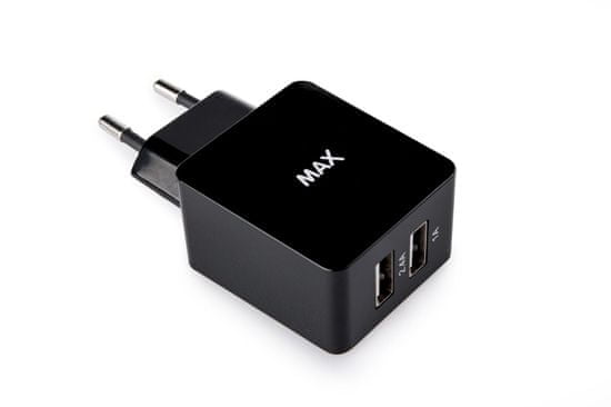 MAX Nabíječka 230V 2 x USB 1 + 2,4 A, černá