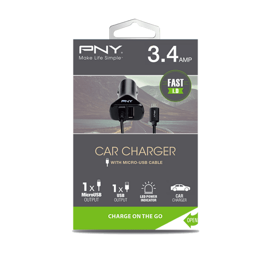 PNY Autonabíječka Micro-USB (P-DC-UU-K01-04-RB) Black