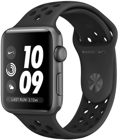 Apple Watch Series 3 Nike+ GPS, 42mm Space Grey Aluminium Case with Anthracite/Black Nike Sport Band (MTF42CN/A)