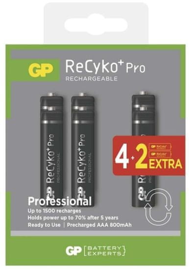 GP ReCyko+ Pro series AAA, nabíjecí, 800 mAh, 4+2 ks