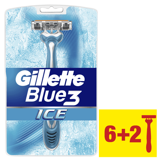 Gillette Blue3 Ice Pánský jednorázový holicí strojek 6+2 ks 