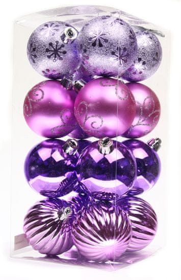 Seizis Vánoční koule 32 ks, fialová/růžová