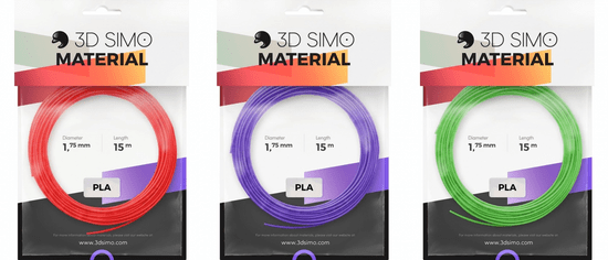 3Dsimo Filament PLA II - červená, fialová, zelená 15m