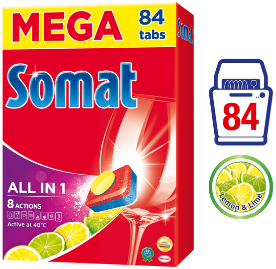Somat All-in-One Lemon & Lime tablety do myčky 84 ks