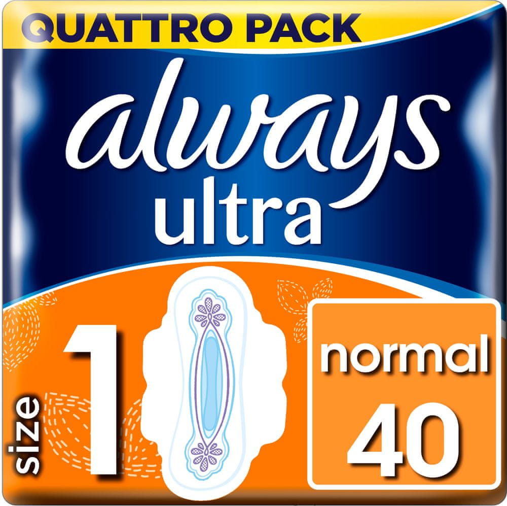 Levně Always Ultra Normal Vel. 1 Hygienické vložky s křidélky 40 ks