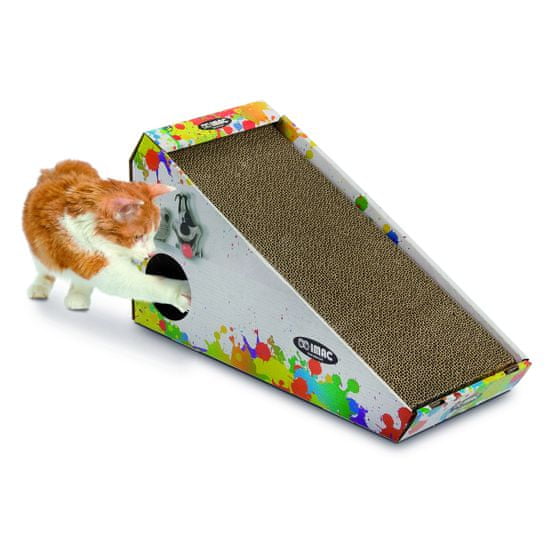 Argi kartonové škrabadlo pro kočky s hračkou a šantou 48 x 27 x 20 cm