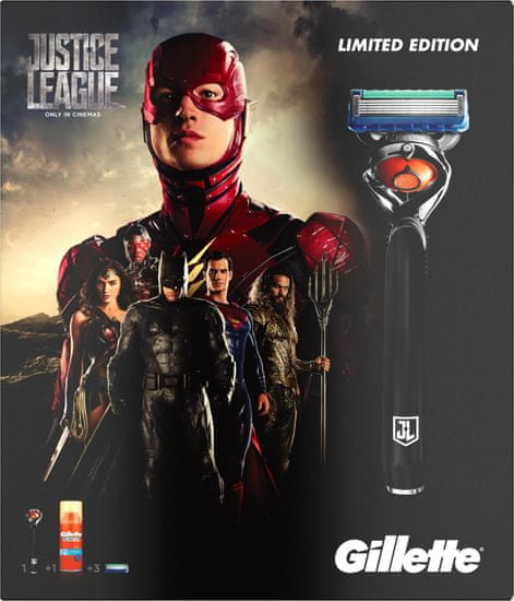 Gillette Fusion ProGlide Holící strojek + 2 hlavice + Gel na holení 75 ml - Justice Leaguee