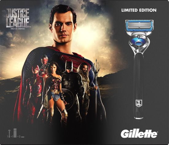 Gillette Fusion ProShield Holící strojek + 2 hlavice + Gel na holení - Justice League