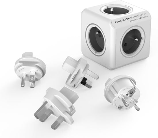PowerCube ReWirable + Travel Plugs, Grey, 8719186009180