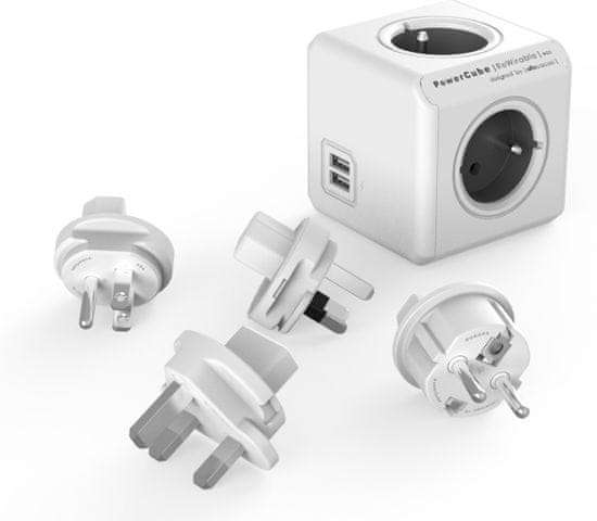 PowerCube ReWirable USB + Travel Plugs, 8719186009326, šedá