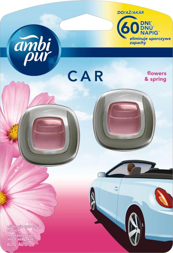Levně Ambi Pur Car Flowers & Spring Připínací osvěžovač vzduchu 2 ks 