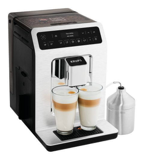 Krups automatický kávovar Evidence EA891C10 Chrom + nádržka na mléko - použité