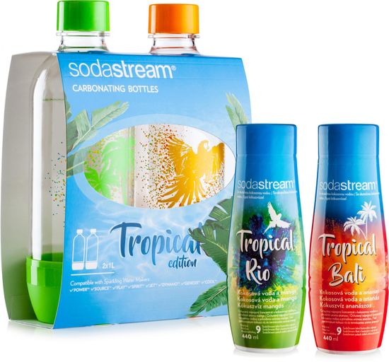 SodaStream Sada 2ks láhví Tropical Edition Ostrov + Příchutě Ananas-Kokos a Mango-Kokos