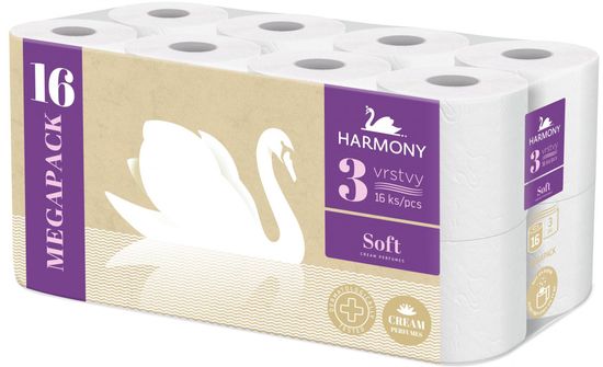 Harmony Toaletní papír Soft Cream 3-vrstvý 16 rolí