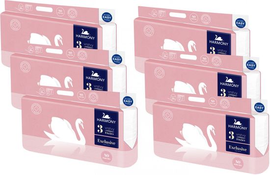 Harmony Toaletní papír Exclusive Pure 3-vrstvý 6 x 8 rolí