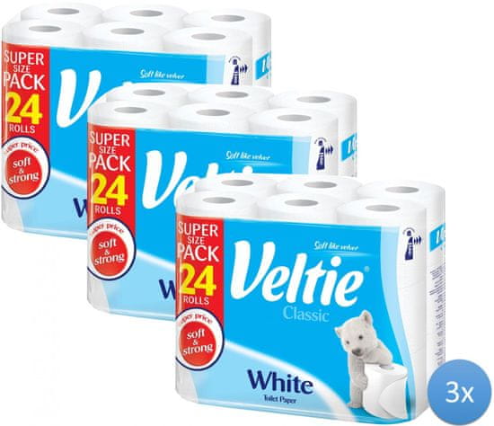 Veltie White toaletní papír 3 x 24 rolí