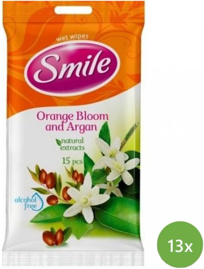 SMILE Daily Vlhčené ubrousky Pomeranč a arganový olej 13x 15 ks