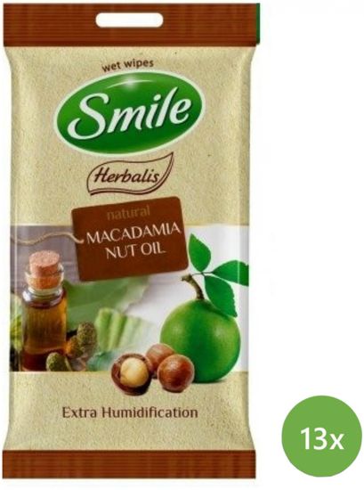 SMILE Herbalis Vlhčené ubrousky Makadamiový olej 13x 10 ks