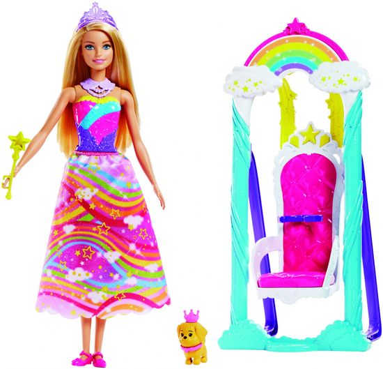 Mattel Barbie princezna s duhovou houpačkou