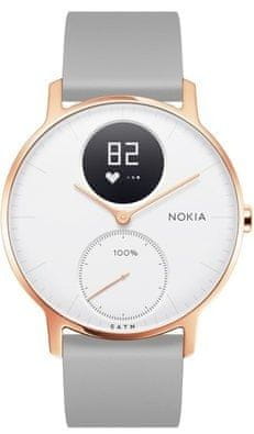 Nokia Steel HR (36mm) - Rose Gold w/ Grey Silicone wristband - zánovní
