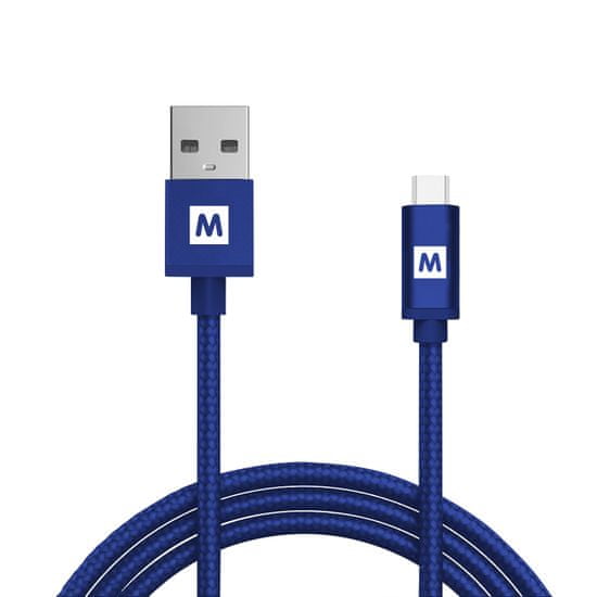 MAX kabel micro USB 2.0 opletený 1m, modrá