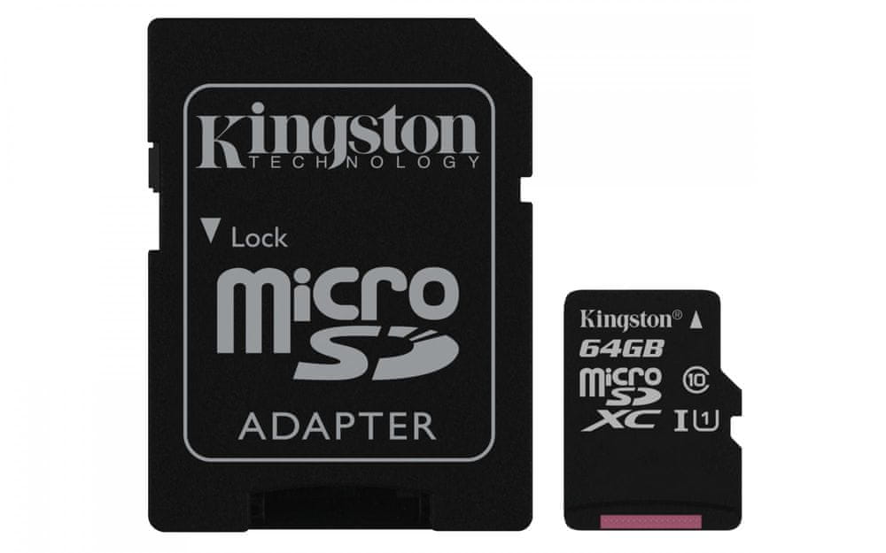 Levně Kingston Micro SDXC Canvas Select 64GB 80MB/s UHS-I + SD adaptér (SDCS/64GB)