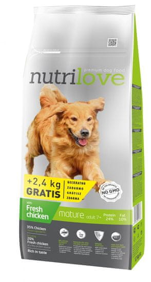 Nutrilove Dog Senior Fresh Chicken 12kg + 2,4kg Zdarma