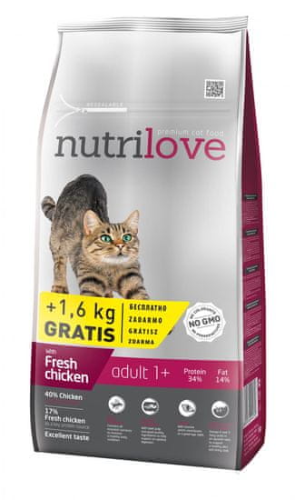 Nutrilove Cat Adult Fresh Chicken 8kg + 1,6kg Zdarma