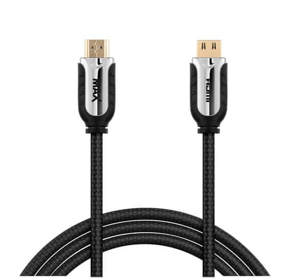 MAX kabel HDMI, 2x HDMI A samec opletený 3m, černá
