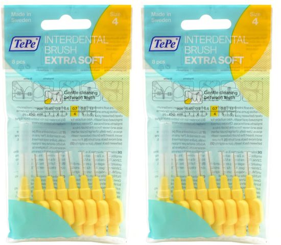 Tepe Mezizubní kartáčky Extra Soft 0,7 mm žlutý 2 x 8 ks