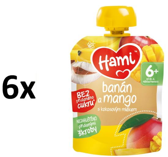 Hami kapsička banán a mango s kokosovým mlékem 6x90g
